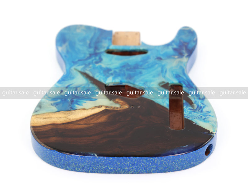 One-of-a-Kind Burl Wood Veneer Epoxy Resin TL Style Electric Guitar Body (BE-011)