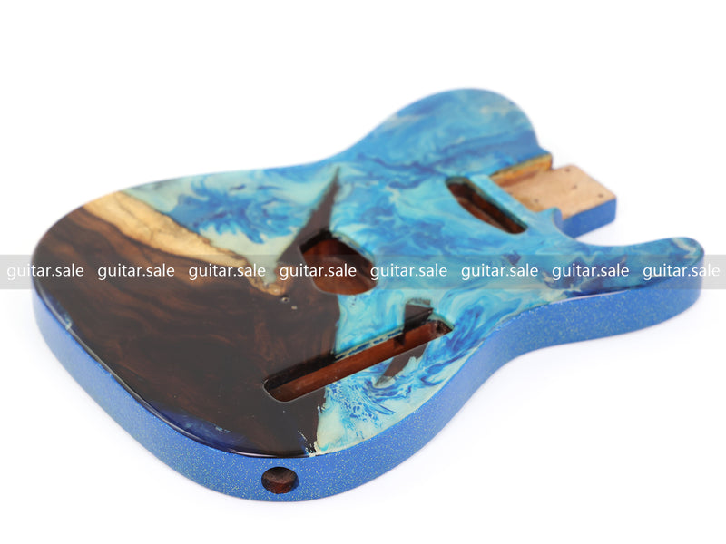 One-of-a-Kind Burl Wood Veneer Epoxy Resin TL Style Electric Guitar Body (BE-011)