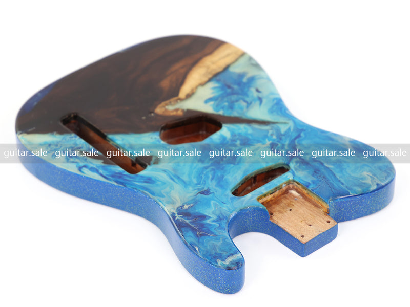 One-of-a-Kind Burl Wood Veneer Epoxy Resin TL Style Electric Guitar Body (BE-011)