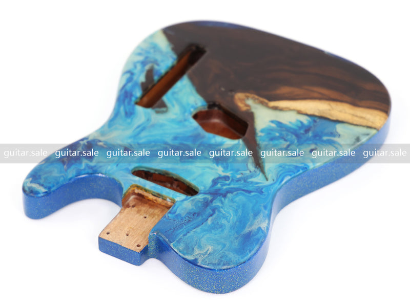One-of-a-Kind Burl Wood Veneer Epoxy Resin TL Style Electric Guitar Body (BE-011)