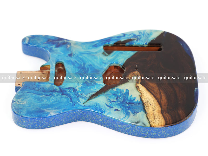 One-of-a-Kind Burl Wood Veneer Epoxy Resin TL Style Electric Guitar Body (BE-011)