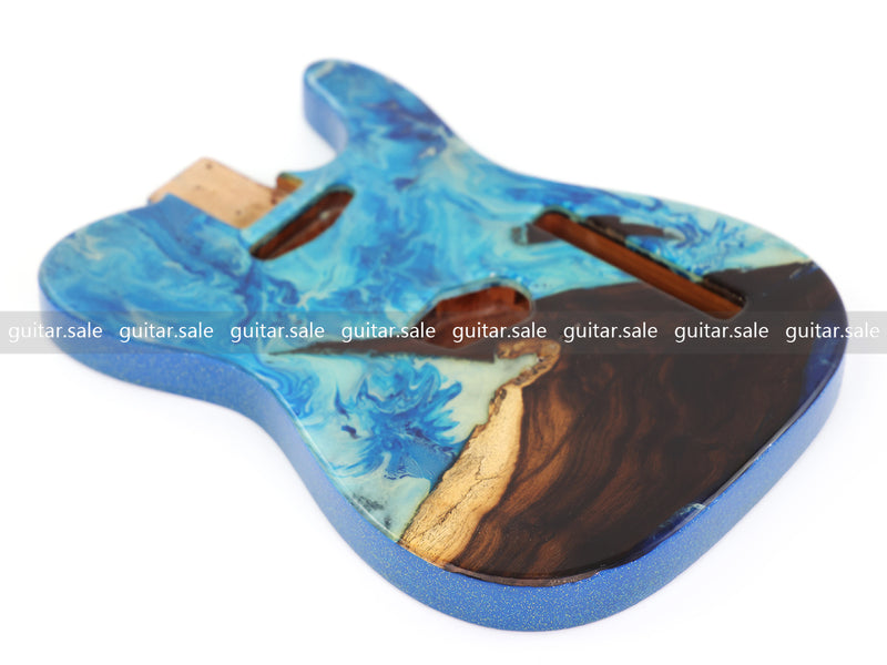 One-of-a-Kind Burl Wood Veneer Epoxy Resin TL Style Electric Guitar Body (BE-011)