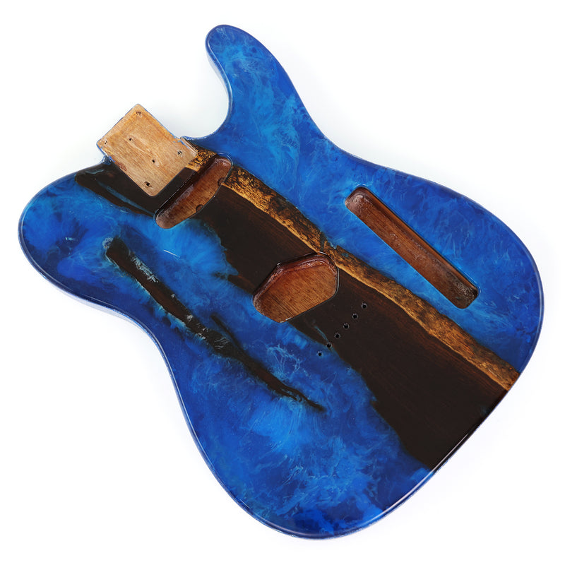 One-of-a-Kind Burl Wood Veneer Epoxy Resin TL Style Electric Guitar Body (BE-012)