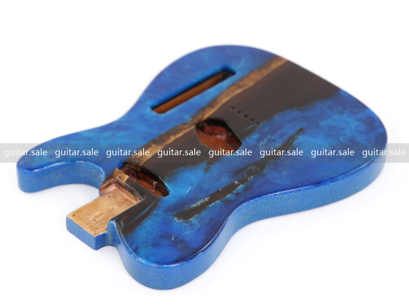 One-of-a-Kind Burl Wood Veneer Epoxy Resin TL Style Electric Guitar Body (BE-012)