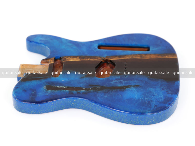 One-of-a-Kind Burl Wood Veneer Epoxy Resin TL Style Electric Guitar Body (BE-012)