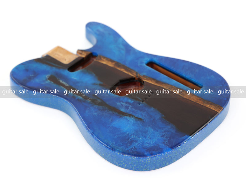 One-of-a-Kind Burl Wood Veneer Epoxy Resin TL Style Electric Guitar Body (BE-012)