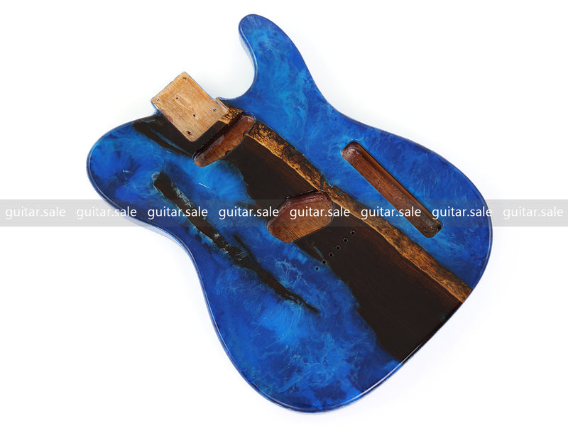 One-of-a-Kind Burl Wood Veneer Epoxy Resin TL Style Electric Guitar Body (BE-012)