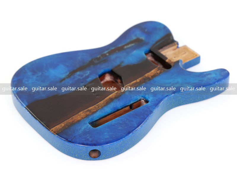 One-of-a-Kind Burl Wood Veneer Epoxy Resin TL Style Electric Guitar Body (BE-012)