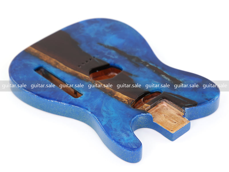 One-of-a-Kind Burl Wood Veneer Epoxy Resin TL Style Electric Guitar Body (BE-012)