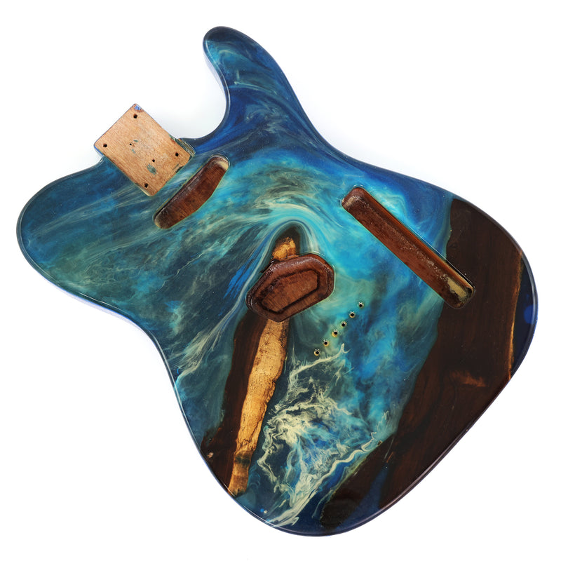 One-of-a-Kind Burl Wood Veneer Epoxy Resin TL Style Electric Guitar Body (BE-013)