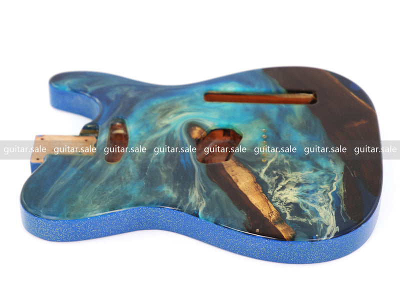 One-of-a-Kind Burl Wood Veneer Epoxy Resin TL Style Electric Guitar Body (BE-013)
