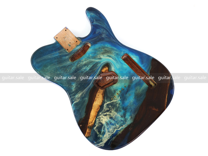 One-of-a-Kind Burl Wood Veneer Epoxy Resin TL Style Electric Guitar Body (BE-013)