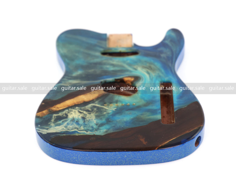 One-of-a-Kind Burl Wood Veneer Epoxy Resin TL Style Electric Guitar Body (BE-013)