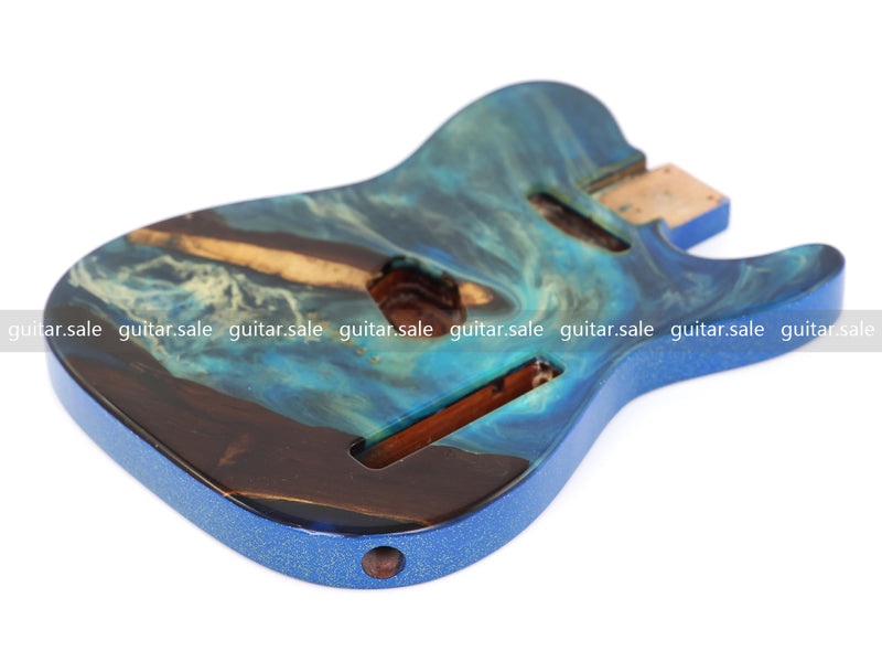 One-of-a-Kind Burl Wood Veneer Epoxy Resin TL Style Electric Guitar Body (BE-013)