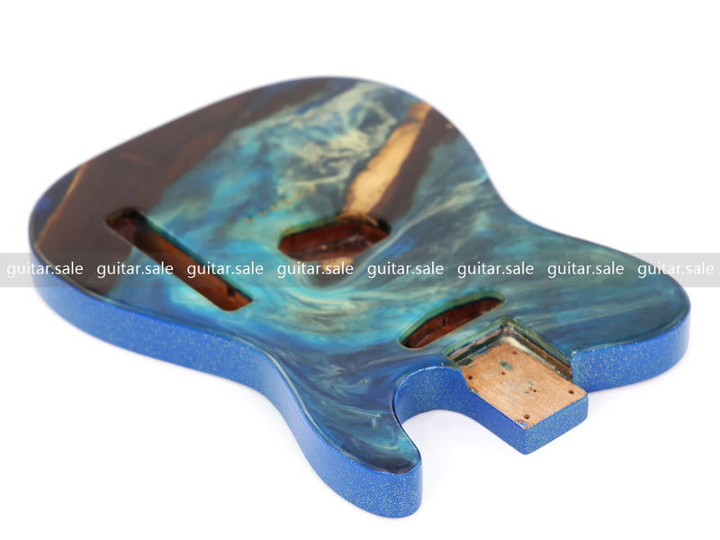 One-of-a-Kind Burl Wood Veneer Epoxy Resin TL Style Electric Guitar Body (BE-013)