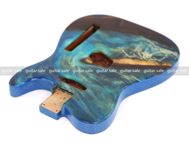 One-of-a-Kind Burl Wood Veneer Epoxy Resin TL Style Electric Guitar Body (BE-013)
