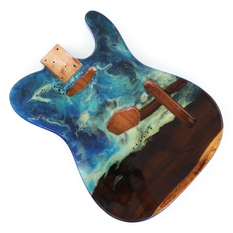 One-of-a-Kind Burl Wood Veneer Epoxy Resin TL Style Electric Guitar Body (BE-014)