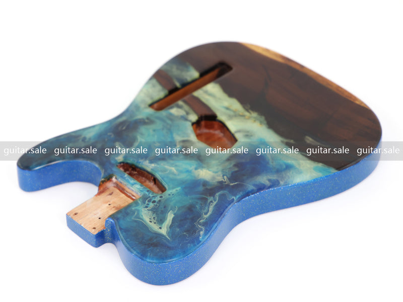 One-of-a-Kind Burl Wood Veneer Epoxy Resin TL Style Electric Guitar Body (BE-014)