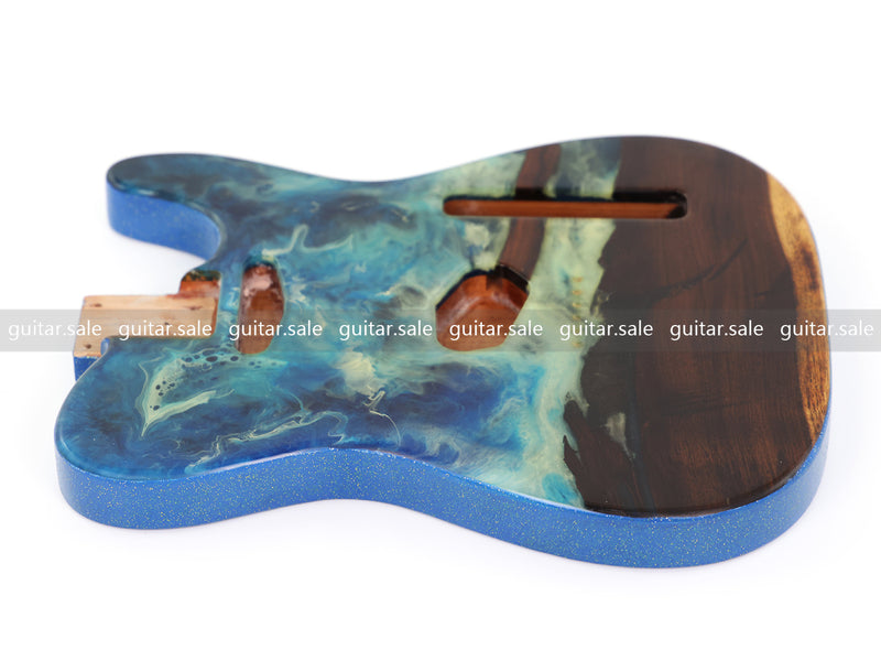 One-of-a-Kind Burl Wood Veneer Epoxy Resin TL Style Electric Guitar Body (BE-014)