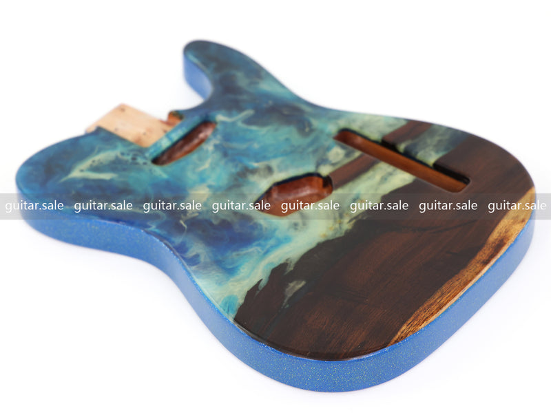 One-of-a-Kind Burl Wood Veneer Epoxy Resin TL Style Electric Guitar Body (BE-014)