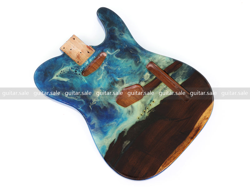 One-of-a-Kind Burl Wood Veneer Epoxy Resin TL Style Electric Guitar Body (BE-014)