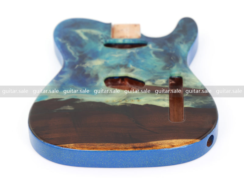 One-of-a-Kind Burl Wood Veneer Epoxy Resin TL Style Electric Guitar Body (BE-014)