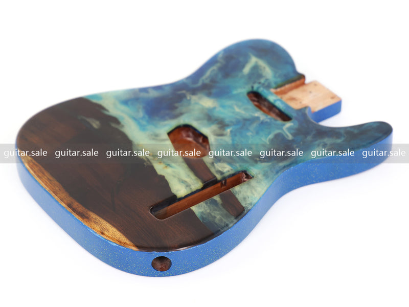 One-of-a-Kind Burl Wood Veneer Epoxy Resin TL Style Electric Guitar Body (BE-014)