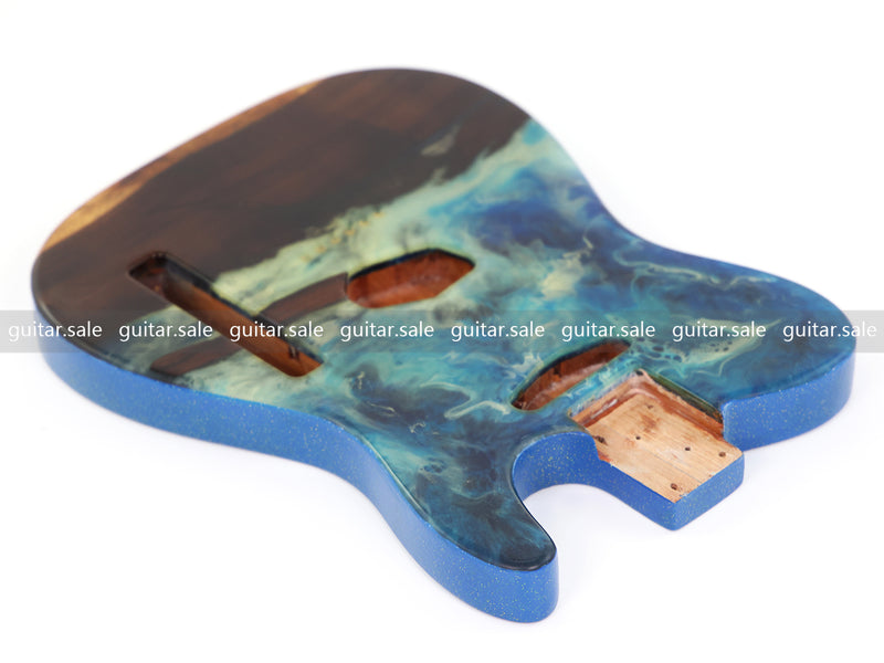 One-of-a-Kind Burl Wood Veneer Epoxy Resin TL Style Electric Guitar Body (BE-014)