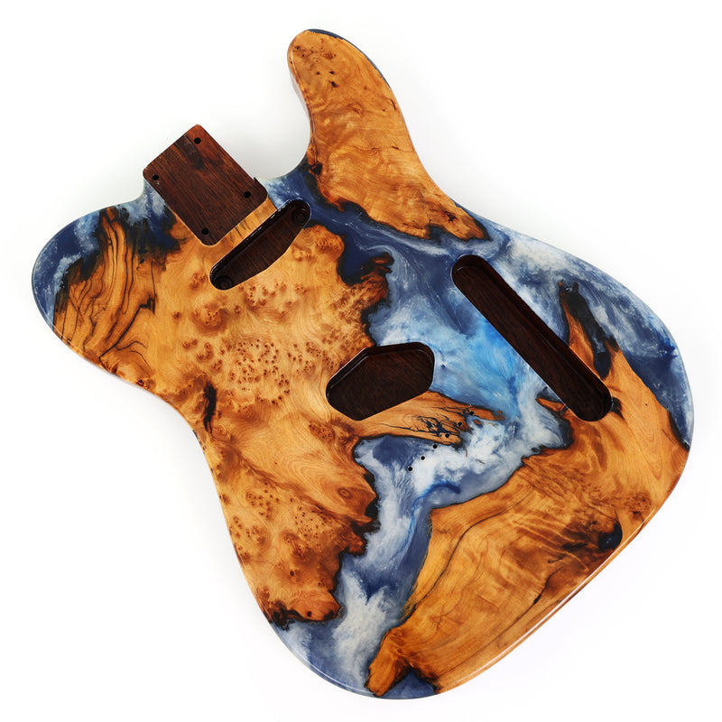 One-of-a-Kind Burl Wood Veneer Epoxy Resin TL Style Electric Guitar Body (BE-015)