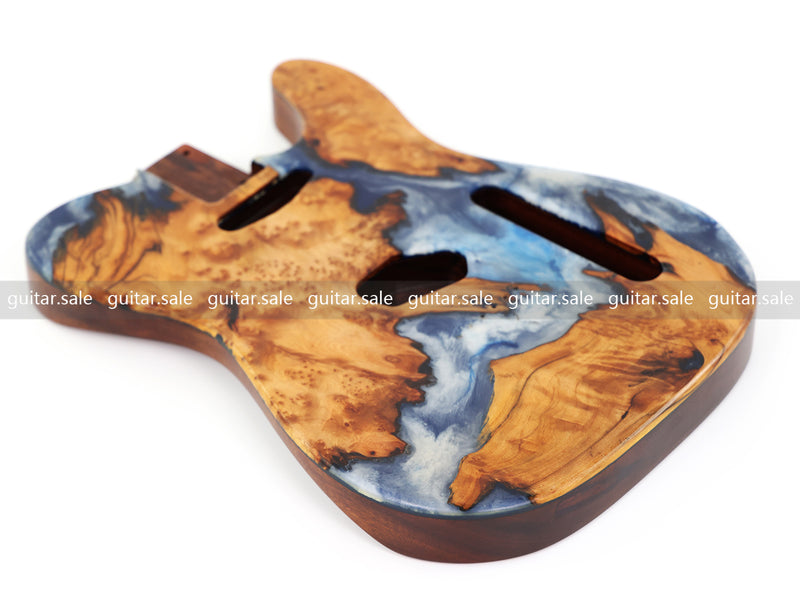 One-of-a-Kind Burl Wood Veneer Epoxy Resin TL Style Electric Guitar Body (BE-015)