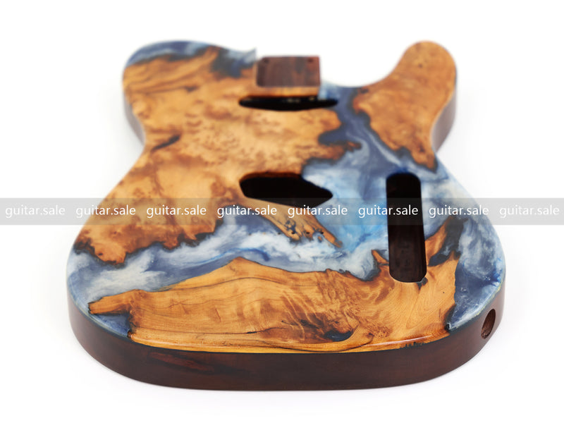 One-of-a-Kind Burl Wood Veneer Epoxy Resin TL Style Electric Guitar Body (BE-015)