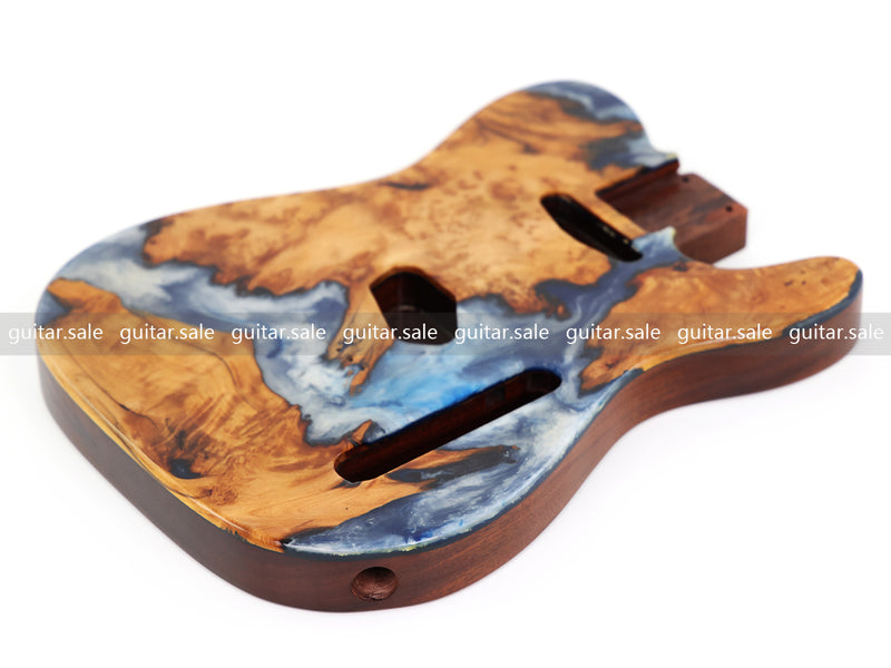 One-of-a-Kind Burl Wood Veneer Epoxy Resin TL Style Electric Guitar Body (BE-015)