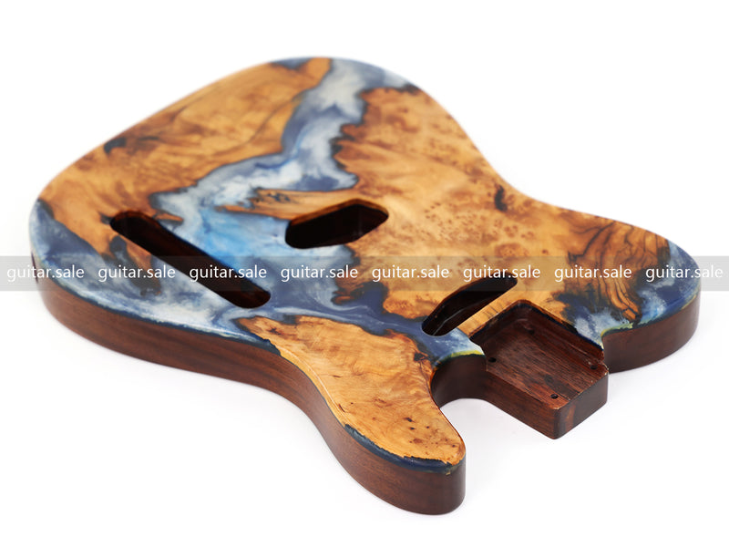 One-of-a-Kind Burl Wood Veneer Epoxy Resin TL Style Electric Guitar Body (BE-015)