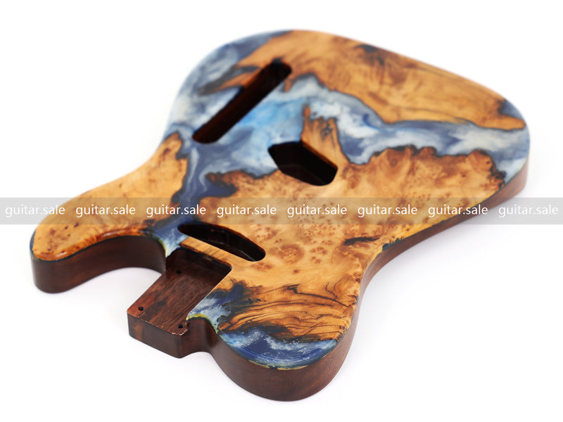 One-of-a-Kind Burl Wood Veneer Epoxy Resin TL Style Electric Guitar Body (BE-015)