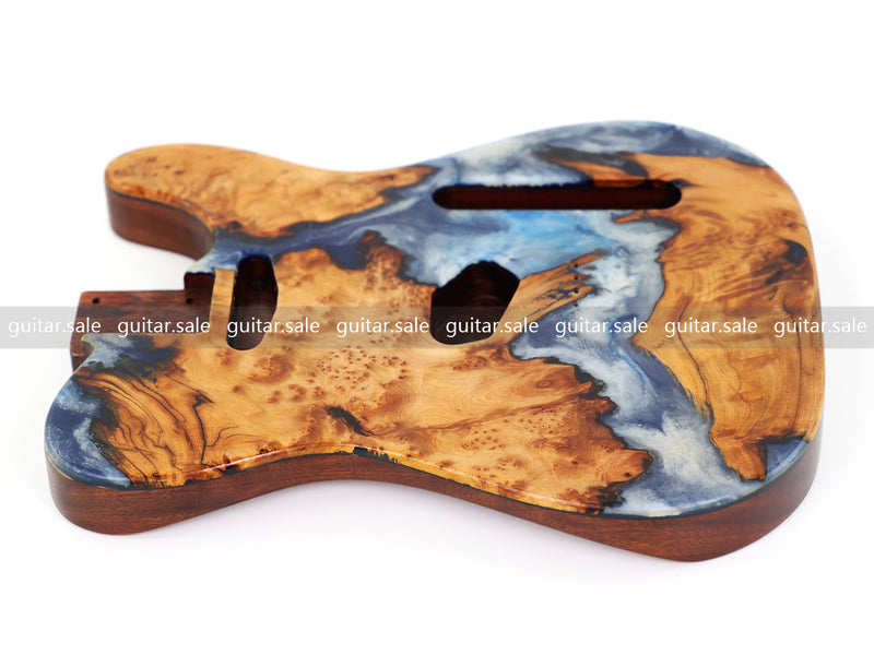 One-of-a-Kind Burl Wood Veneer Epoxy Resin TL Style Electric Guitar Body (BE-015)