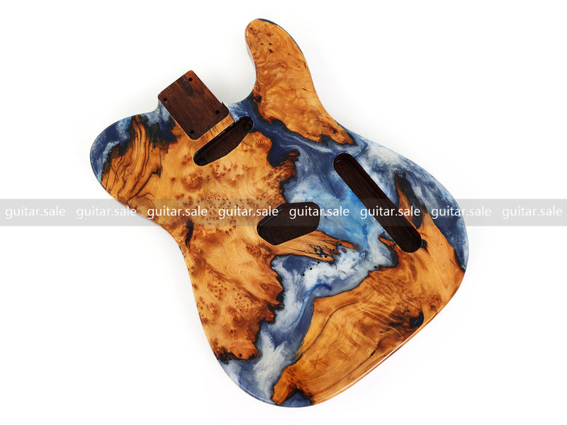 One-of-a-Kind Burl Wood Veneer Epoxy Resin TL Style Electric Guitar Body (BE-015)