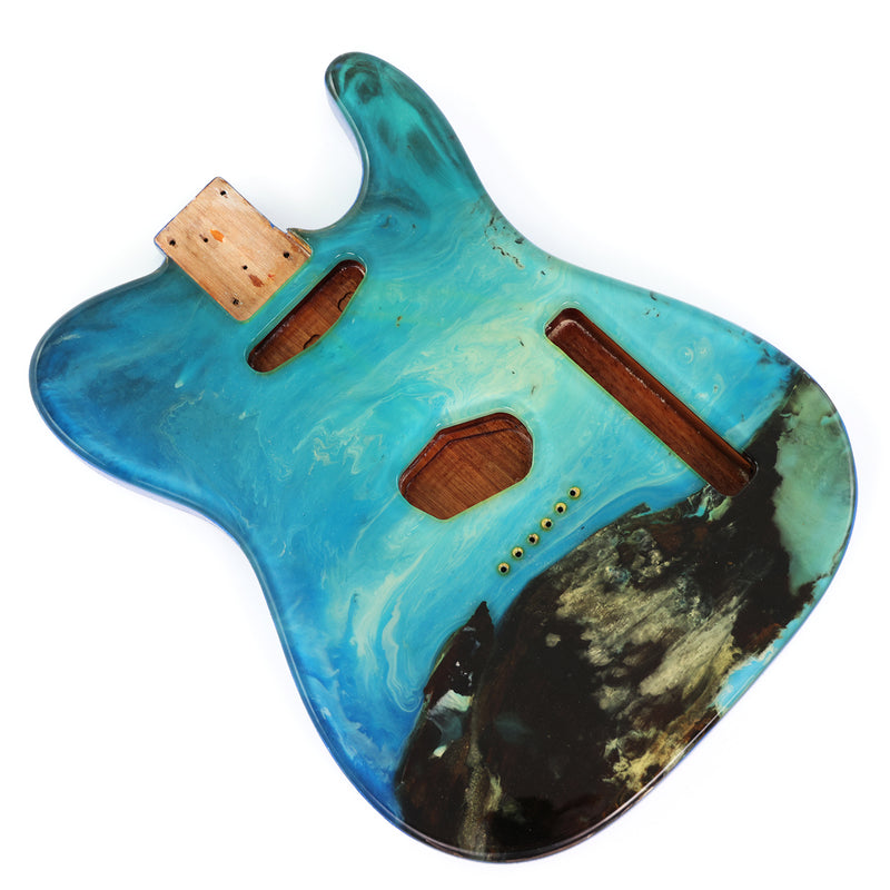 One-of-a-Kind Burl Wood Veneer Epoxy Resin TL Style Electric Guitar Body (BE-016)