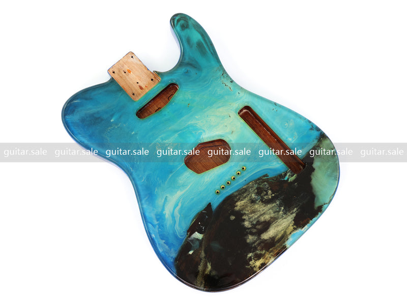 One-of-a-Kind Burl Wood Veneer Epoxy Resin TL Style Electric Guitar Body (BE-016)