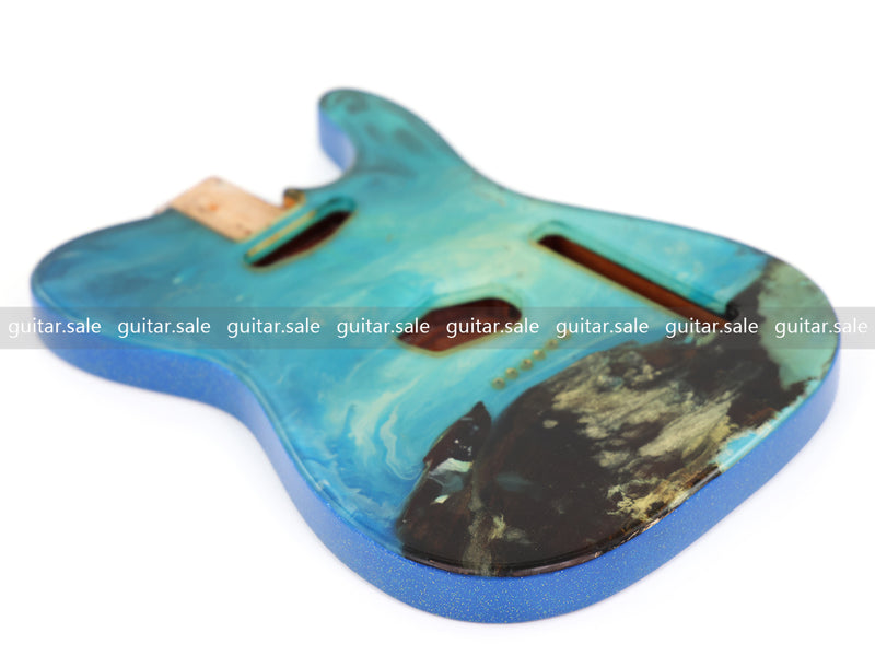 One-of-a-Kind Burl Wood Veneer Epoxy Resin TL Style Electric Guitar Body (BE-016)