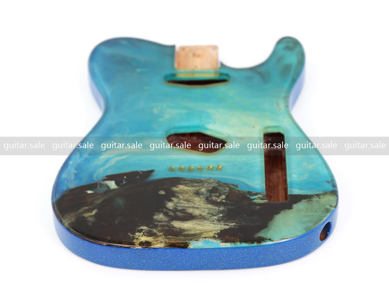 One-of-a-Kind Burl Wood Veneer Epoxy Resin TL Style Electric Guitar Body (BE-016)