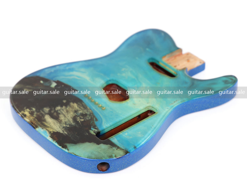One-of-a-Kind Burl Wood Veneer Epoxy Resin TL Style Electric Guitar Body (BE-016)
