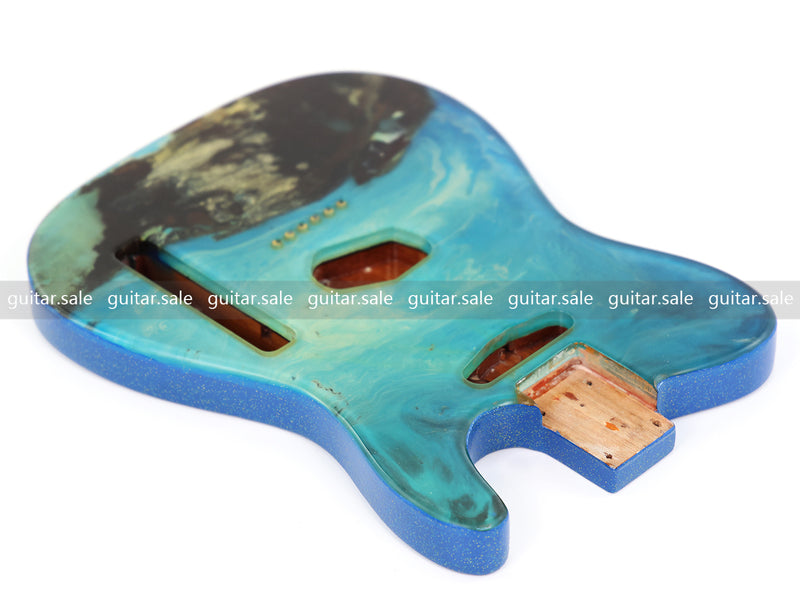 One-of-a-Kind Burl Wood Veneer Epoxy Resin TL Style Electric Guitar Body (BE-016)