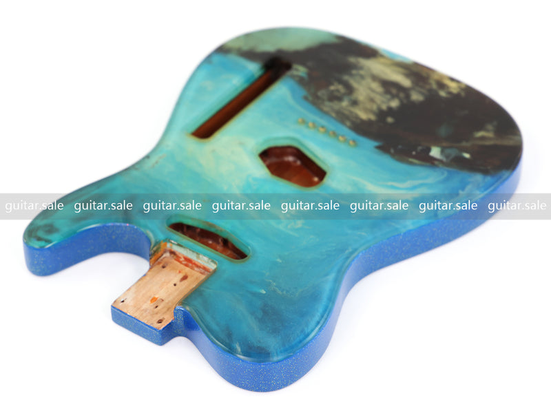 One-of-a-Kind Burl Wood Veneer Epoxy Resin TL Style Electric Guitar Body (BE-016)