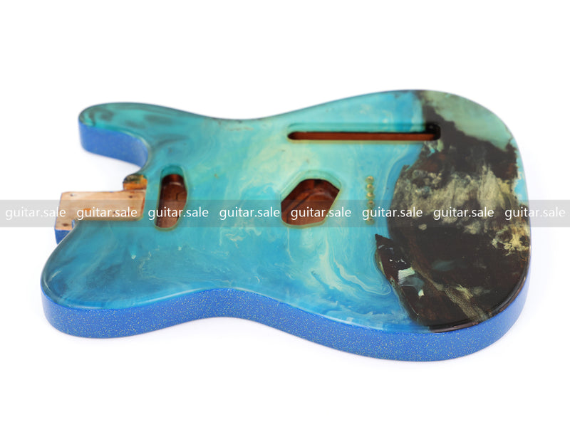 One-of-a-Kind Burl Wood Veneer Epoxy Resin TL Style Electric Guitar Body (BE-016)