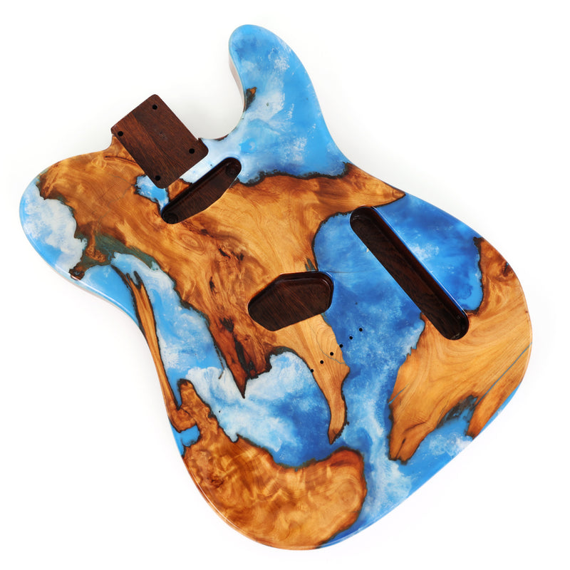 One-of-a-Kind Burl Wood Veneer Epoxy Resin TL Style Electric Guitar Body (BE-017)