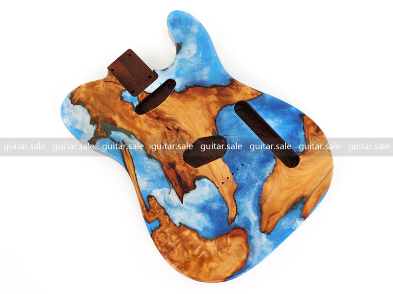 One-of-a-Kind Burl Wood Veneer Epoxy Resin TL Style Electric Guitar Body (BE-017)