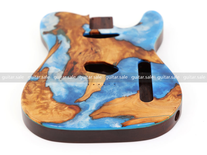 One-of-a-Kind Burl Wood Veneer Epoxy Resin TL Style Electric Guitar Body (BE-017)