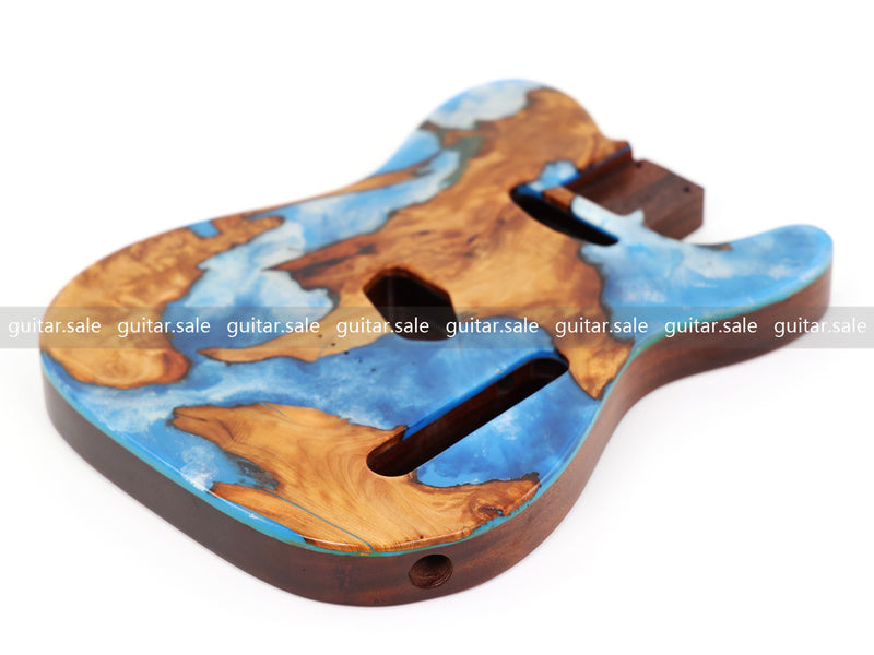 One-of-a-Kind Burl Wood Veneer Epoxy Resin TL Style Electric Guitar Body (BE-017)