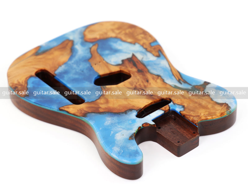 One-of-a-Kind Burl Wood Veneer Epoxy Resin TL Style Electric Guitar Body (BE-017)