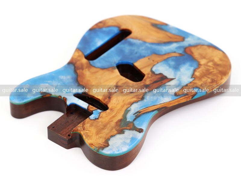 One-of-a-Kind Burl Wood Veneer Epoxy Resin TL Style Electric Guitar Body (BE-017)